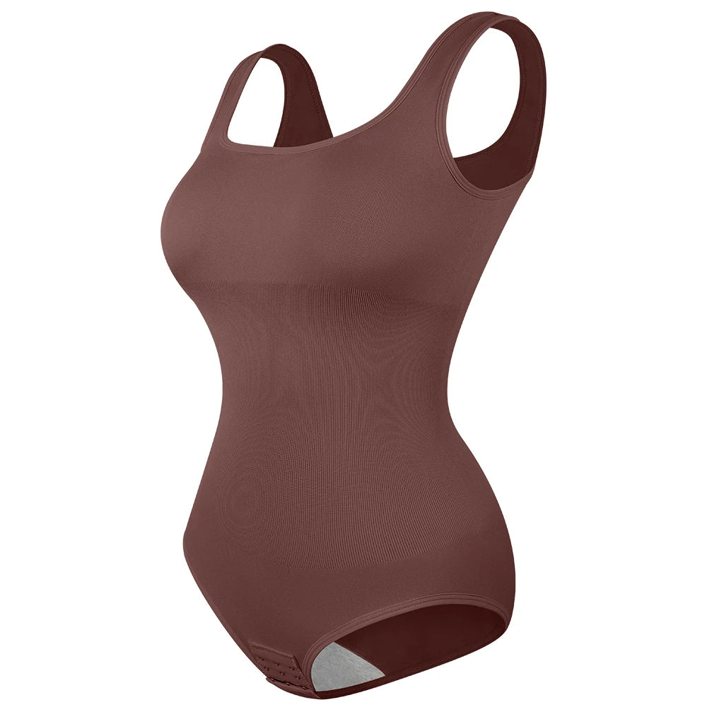 Plus Size Wide Shoulder Strap Bodysuit Women's Full Body Control Shapewear Comfortable Vest Triangle Panties Body Shaper Daily