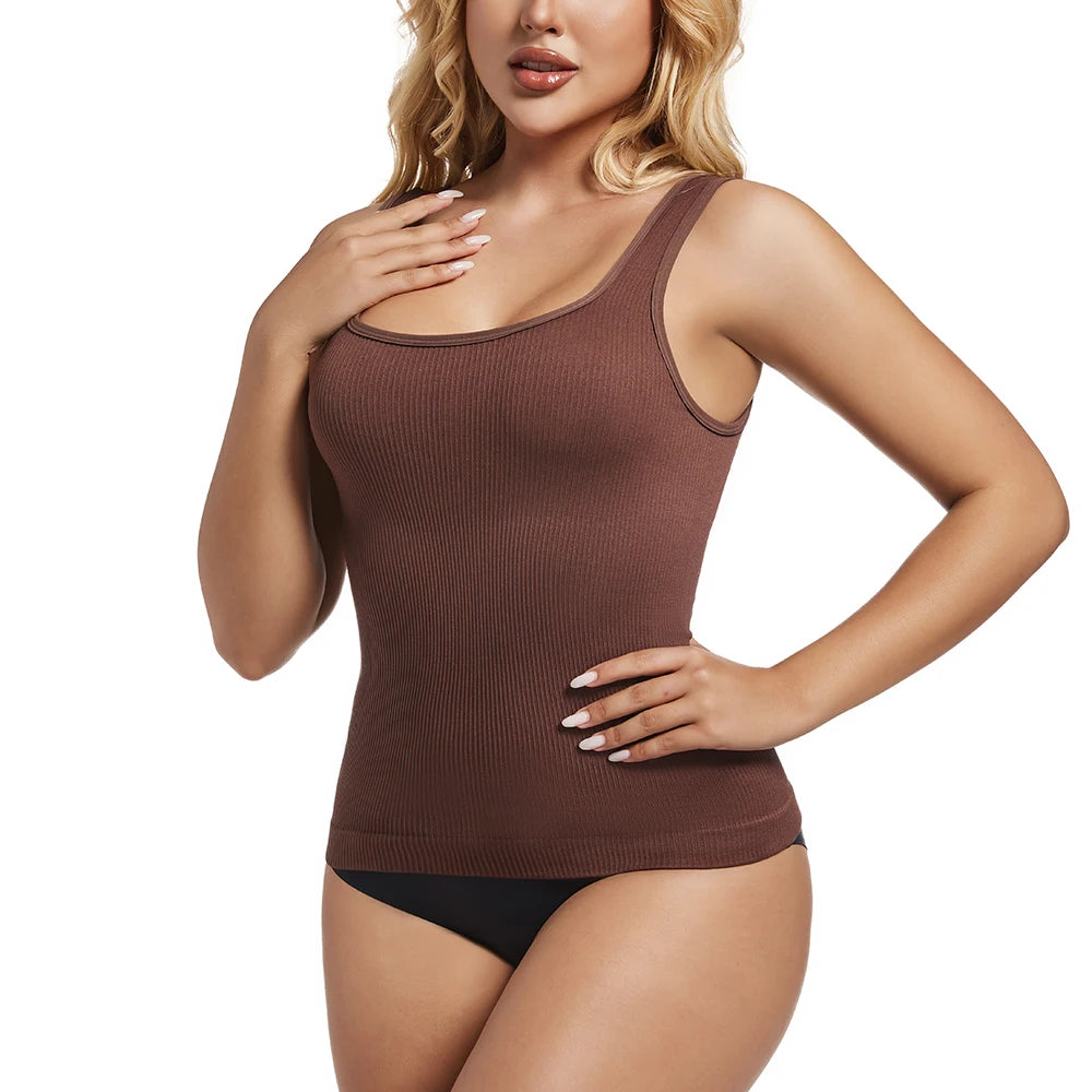 Plus Size Women Tummy Control Shapewear Comfort Devotion Tops Squared Neckline Body Shaper Compression Slimming Shaper New Vest