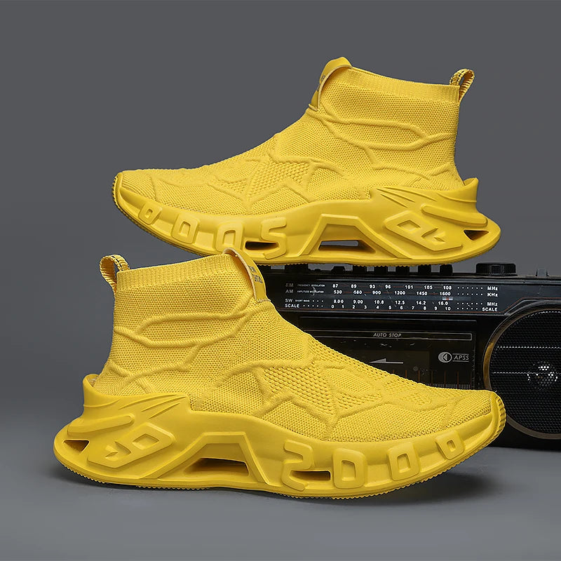 Men's Outdoor Sports Shoes - High-Top Sports Shoes Are Novel and Fashionable, Non-Slip and Durable, Suitable for All Seasons,