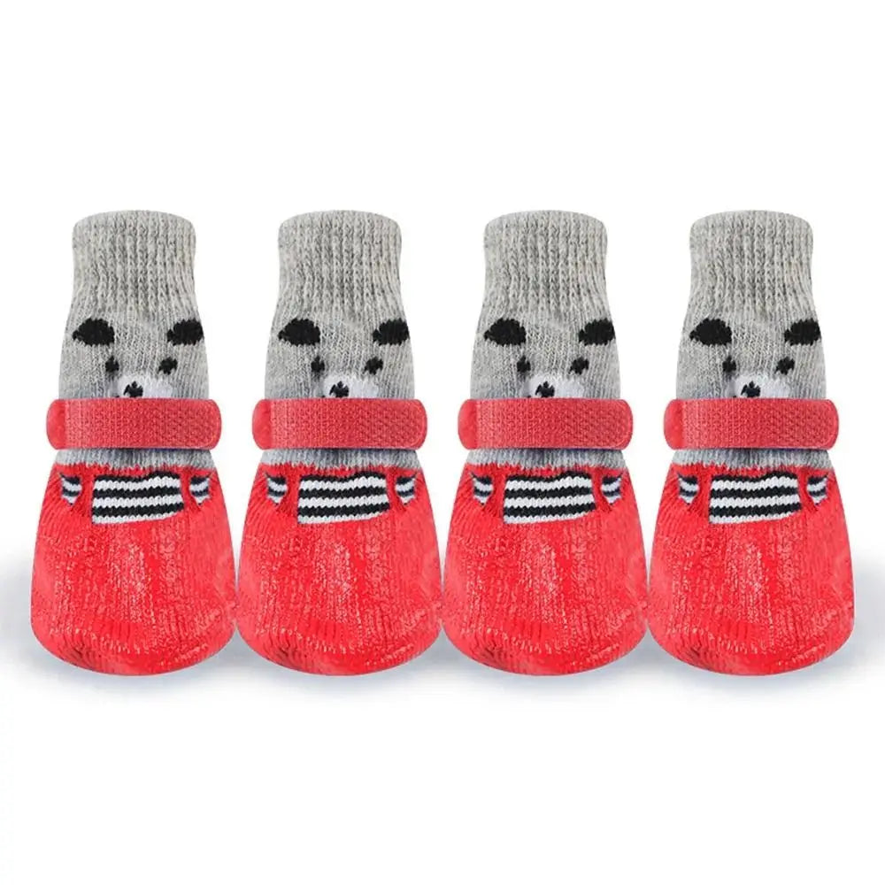 Pet Dog Shoes Socks Waterproof Cats Dogs Rubber Non-slip Socks, Knitting Warm Rain Snow Boots for Small Medium Pets Outdoor