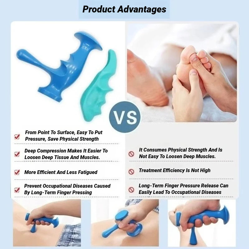 2Pcs T-Shaped Massager + Thumb And Finger Pressure Rod Plastic Material Physical Therapy Tool Deep Tissue Relaxation Through