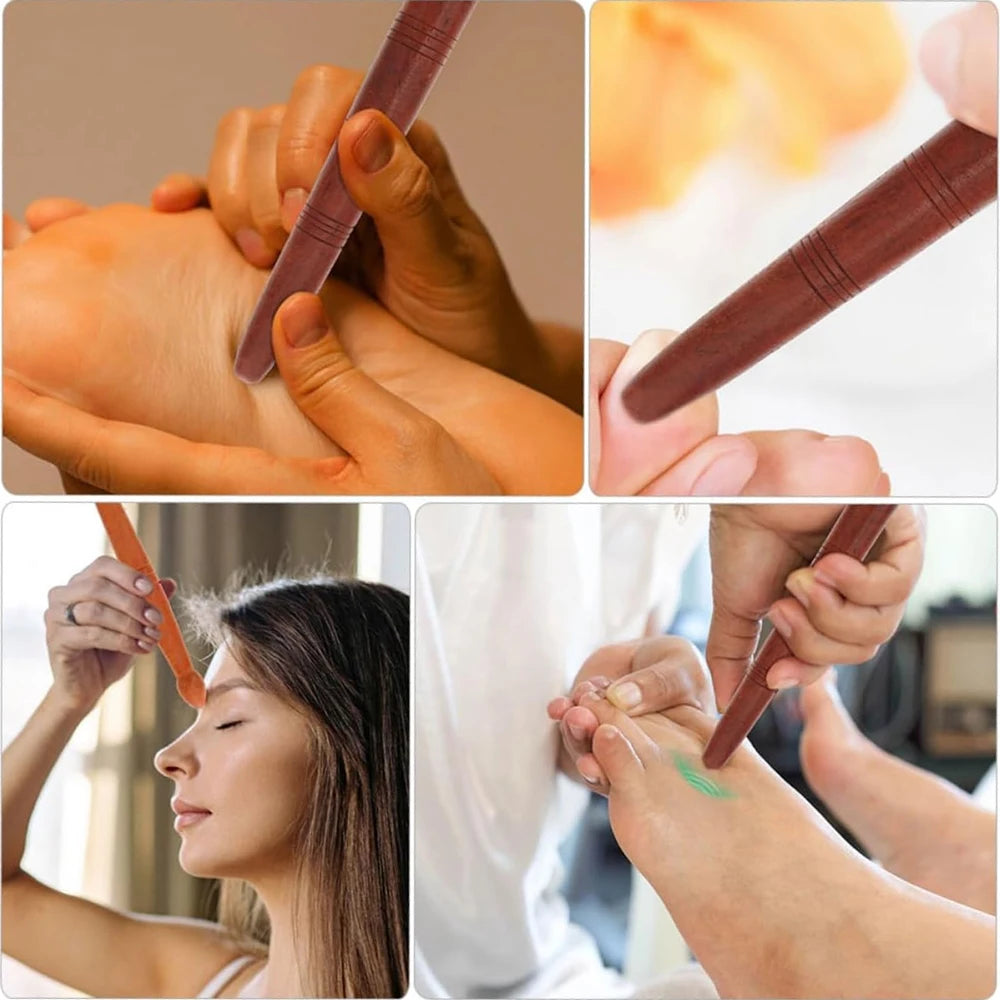 1Pcs Wooden Massage Roller Reflexology Sticks Foot Hand Massage Stick Tools Thai Face Neck Back Waist Massager Trigger Points