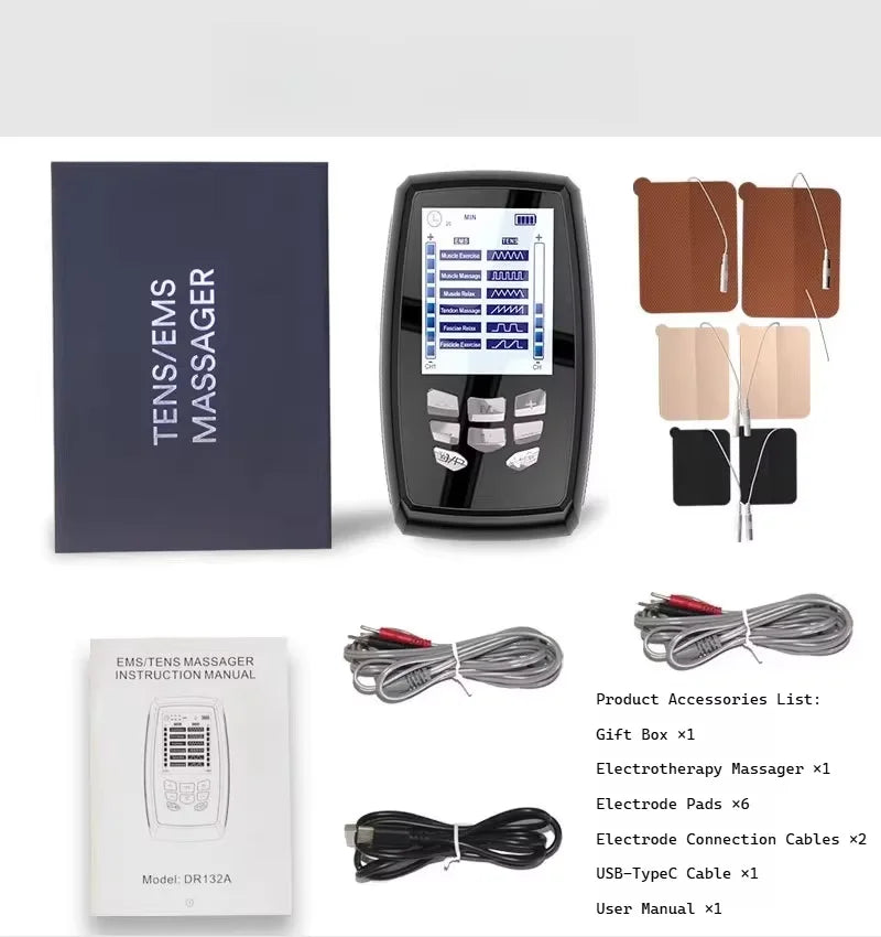 TENS Unit EMS Muscle Massager Electrical Pulse Stimulation Therapy Pad Pain Relief Muscle Relaxation Device HomePhysical Therapy