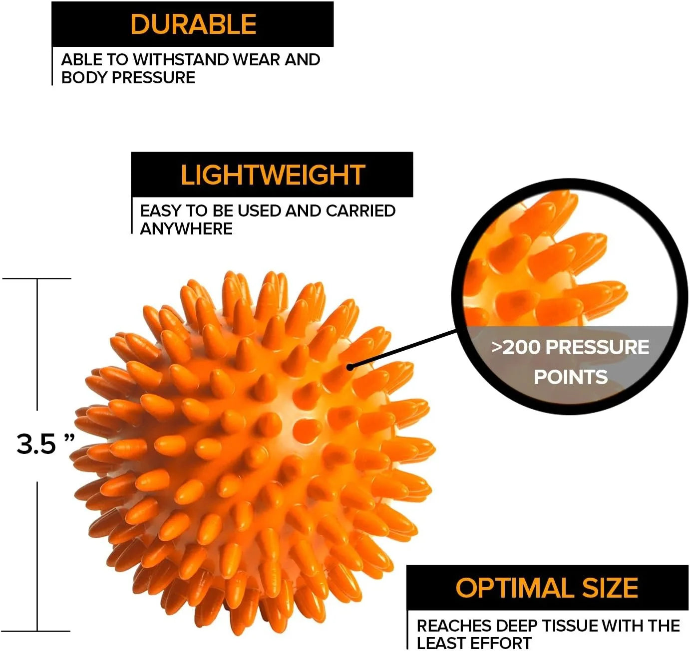 9cm Spiky Massage Ball, Hand Foot Waist Back Relax, Yoga Use, Plantar Fasciitis Relief & Acupoint Massage
