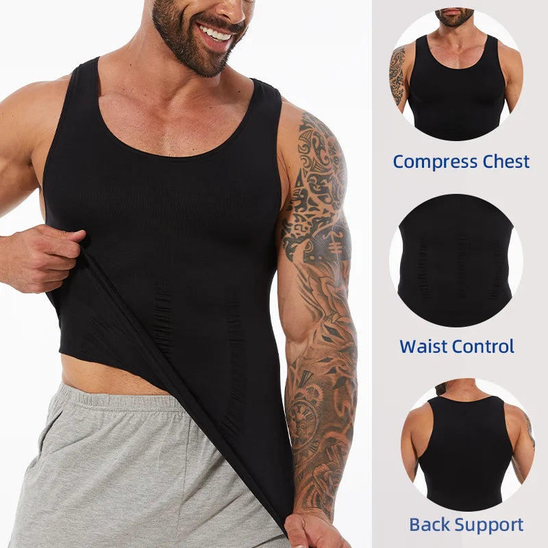 Men's Shapewear Slimming Body Corset Vest Shirt Compression Abdomen Tummy Belly Control Slim Waist Cincher Underwear Sports Vest