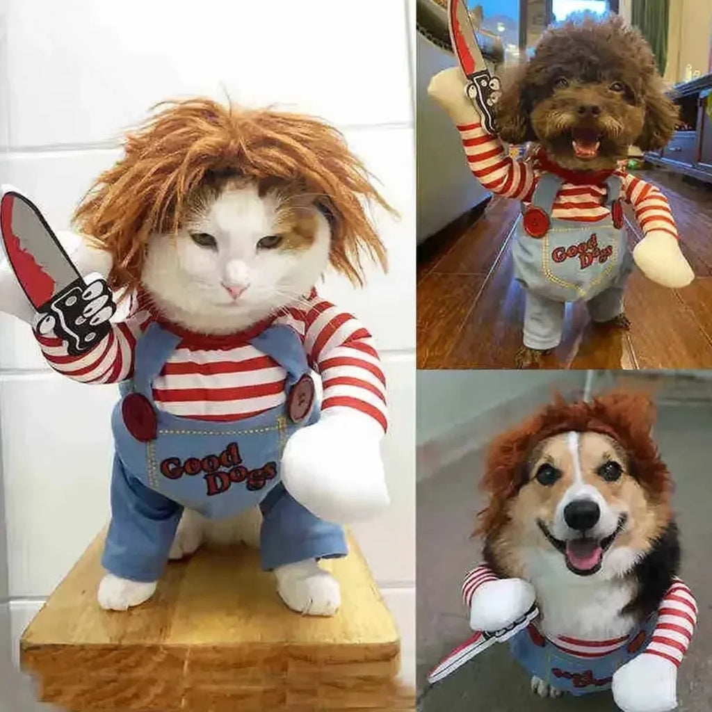 Pet Festival Funny Set Halloween Cat Dog Costumes Novelty Adjustable Pet Cosplay Clothes For Cats Medium Large Dogs Bulldog Pug