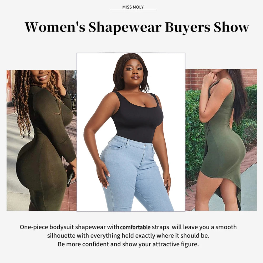 Plus Size Wide Shoulder Strap Bodysuit Women's Full Body Control Shapewear Comfortable Vest Triangle Panties Body Shaper Daily