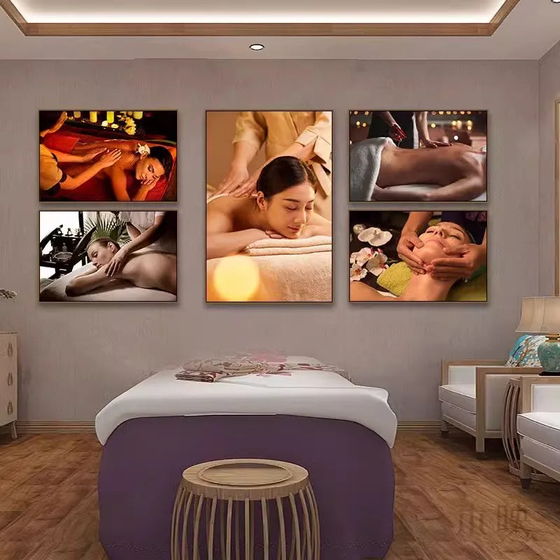 Thai Massage Parlor SPA Health Center Background Picture Moxibustion Foot Bath Shop Posters Canvas Wall Art Home Decor Paintings