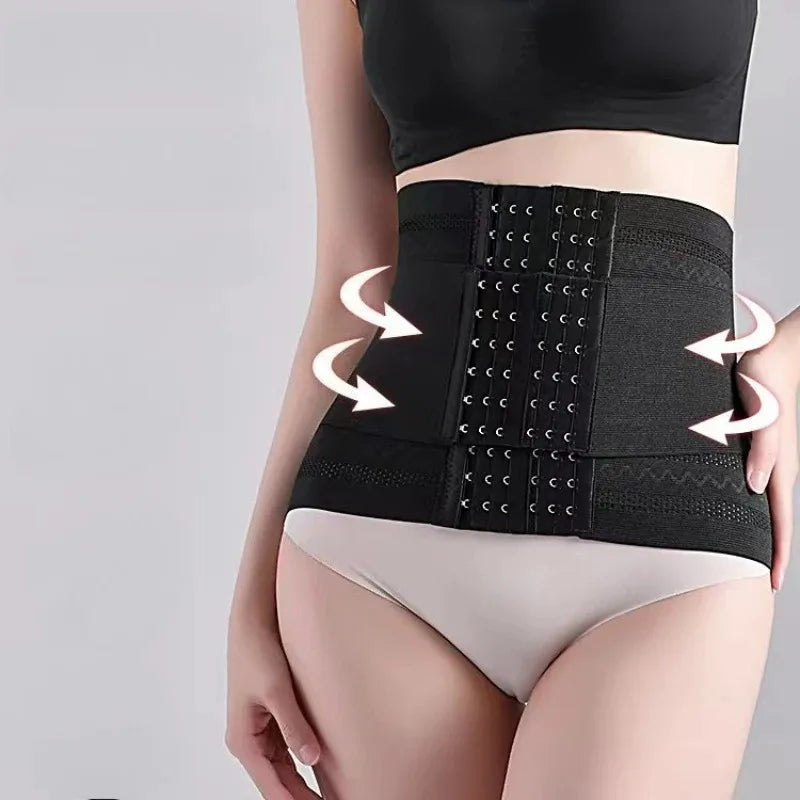 Shapewear Women Corset Belts Double Layer Waist Trainer Belly Shaper, 6-Row Hook Girdle Cincher, Tummy Shapewear Postpartum Flat