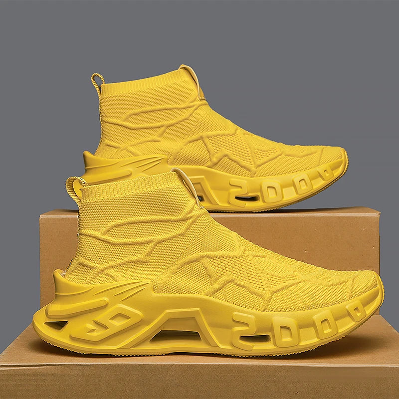 Men's Outdoor Sports Shoes - High-Top Sports Shoes Are Novel and Fashionable, Non-Slip and Durable, Suitable for All Seasons,
