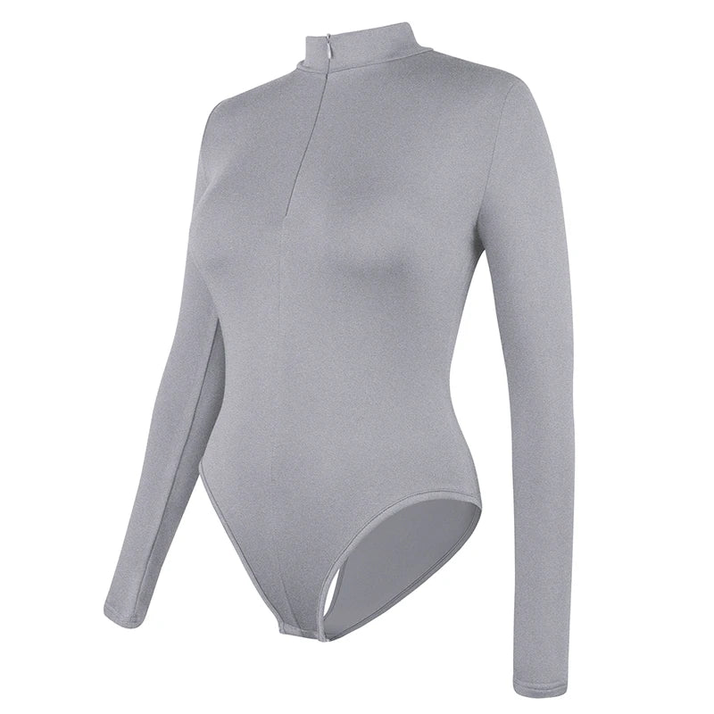 Shapewear Bodysuit for Women Seamless Briefs Shapewear Tummy Control Bodysuits Zip Front Long Sleeve Tops Bodysuit