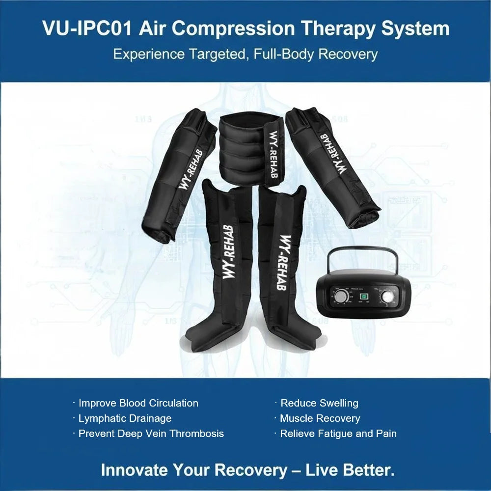 Pressotherapy Massage Device Pneumatic Compression Boots Recovery 4 Chambers Air Pressure Leg Massager For Muscle Pain Relief