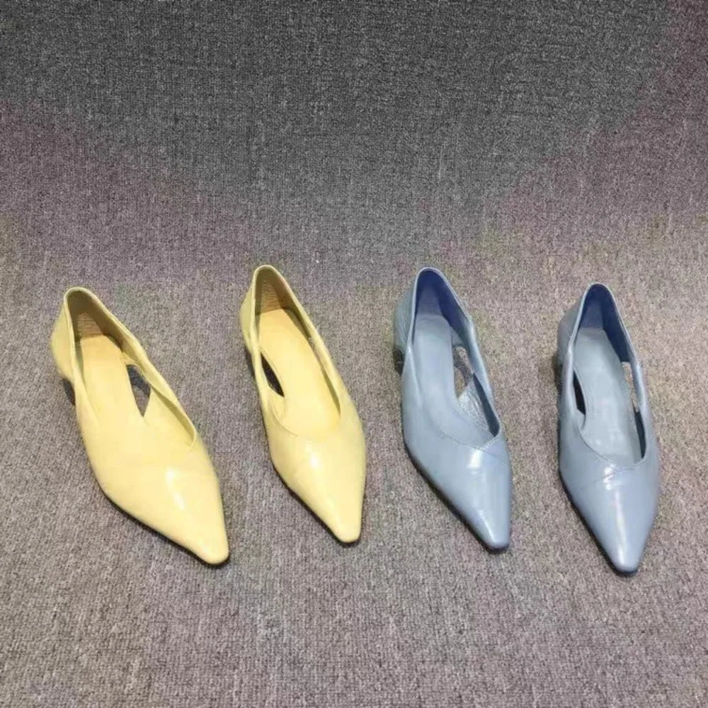 Shoes for Woman 2026 Comfortable Women's Summer Footwear Moccasins Blue Low Heel Elegant Pointed Toe High Quality Popular Young