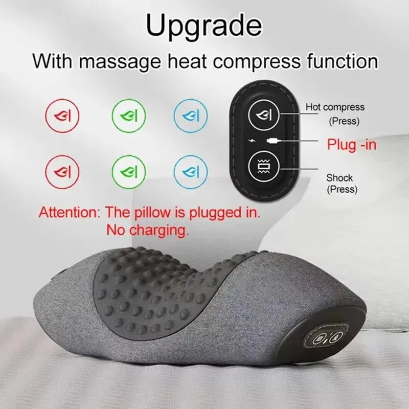 Electric Massage Pillow Heating Vibration Neck Massage Relieves Muscle Tension Protect Cervical Spine Help Solve Sleep Problems