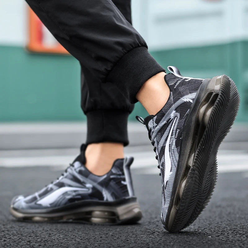 Men's Fashionable Basketball Shoes with Air Cushioning, Comfortable and Non-Slip, Breathable and Shock-Absorbing, Suitable for Men's Outdoor Activities