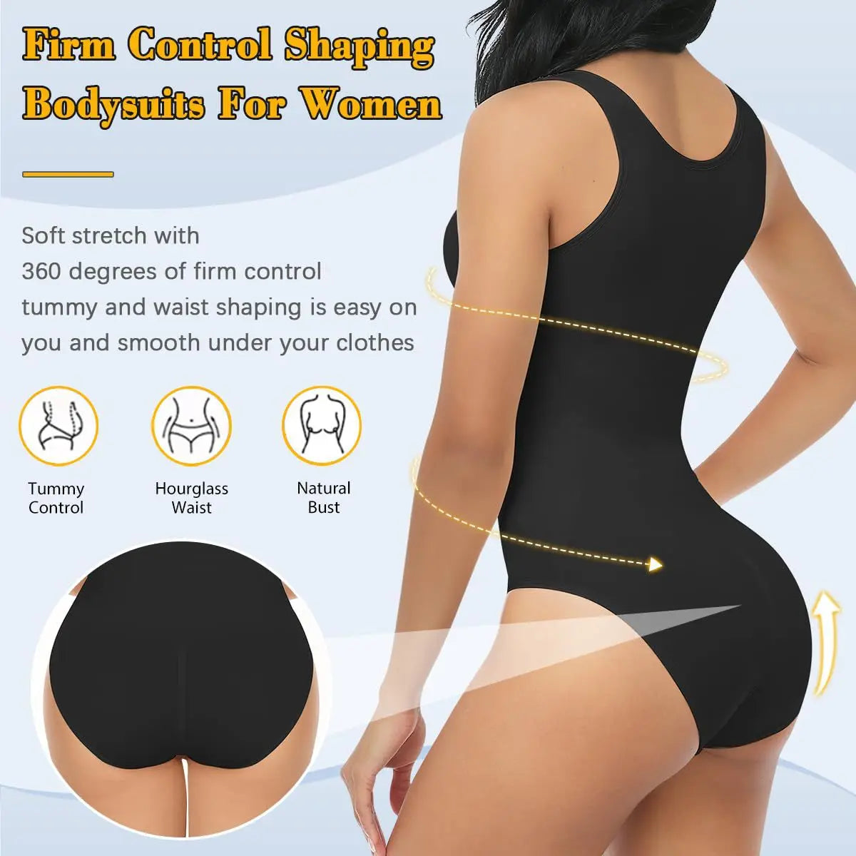 Body Shapewear for Women Seamless Solid Shaping Full Bodysuit Neck Tummy Control Slimming Body Shaper Underwear & Shapewear