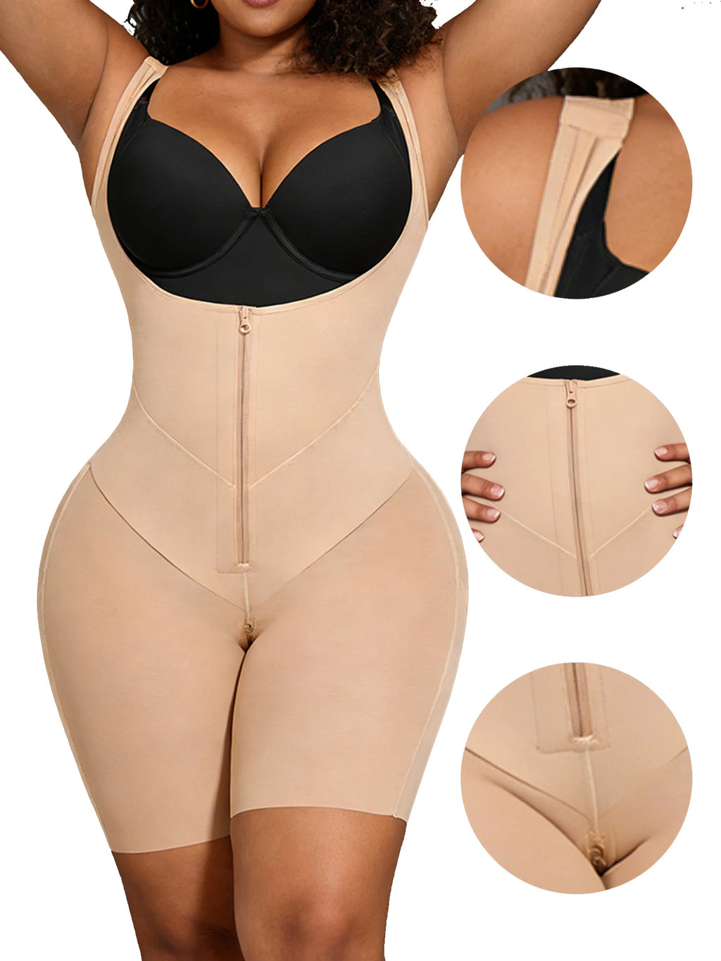 Women's Plus Size High Waist Tummy Control Shapewear Bodysuit for Women Durable High Quality Zipper Body Shaper