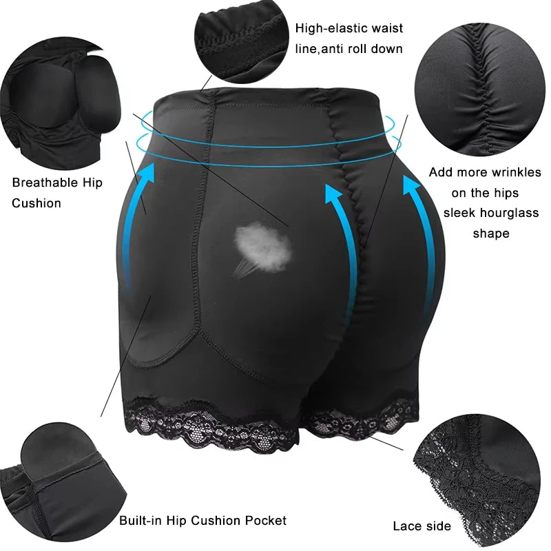 Body Shaper Underwear With Hips Pads Filler Sexy Butt Lifter Enhancer Control Panties Belly Smooth Shapewear Fake Buttock Plus