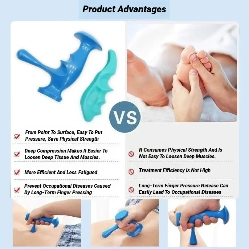 2Pcs T-Shaped Massager + Thumb And Finger Pressure Rod Plastic Material Physical Therapy Tool Deep Tissue Relaxation Through