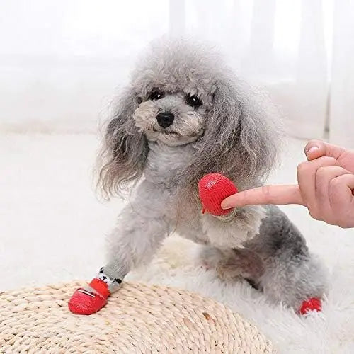 Pet Dog Shoes Socks Waterproof Cats Dogs Rubber Non-slip Socks, Knitting Warm Rain Snow Boots for Small Medium Pets Outdoor