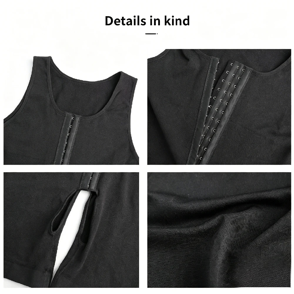 Plus Size Men's Shapewear Bodysuit,Abdomen Control Compression Short,Back Support Slimming Underwear for Post-Surgery Recovery