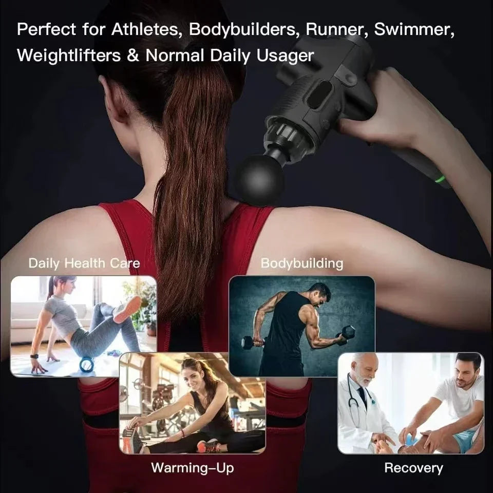 Deep Tissue Muscle Relaxation Massage Gun Fitness Fascial Massage Gun Electric Percussion Pistol Massager Body Neck Back