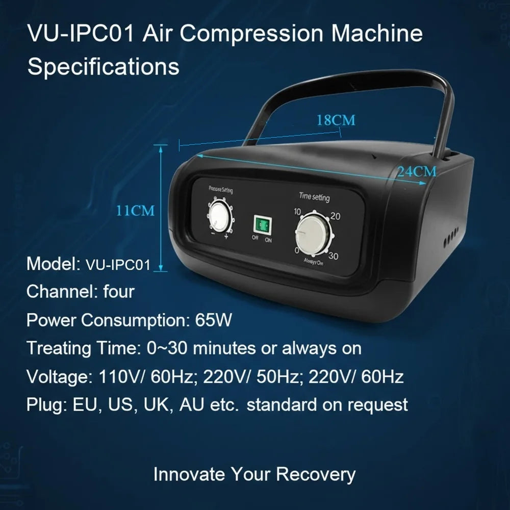 Pressotherapy Massage Device Pneumatic Compression Boots Recovery 4 Chambers Air Pressure Leg Massager For Muscle Pain Relief