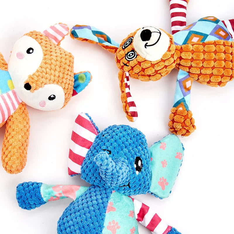 Pet Plush Toy Cat Dog Puzzle Toy Cute Animals Bite Resistant Interactive Squeaky Pet Dog Teeth Cleaning Chew Toy Pet Supplies