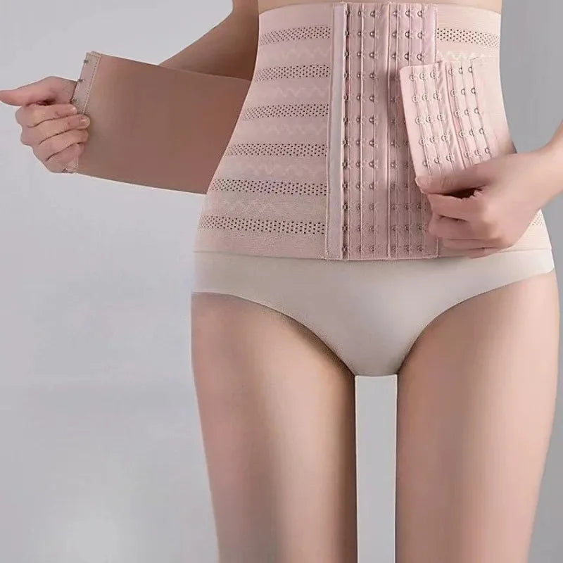 Shapewear Women Corset Belts Double Layer Waist Trainer Belly Shaper, 6-Row Hook Girdle Cincher, Tummy Shapewear Postpartum Flat