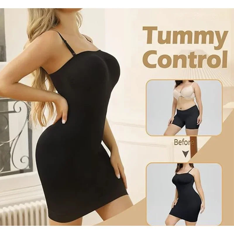 Women Shapewear Strapless Full Slip On belly Control Dresses Seamless Body Shapers Slides Sweater Compression Bodysuits