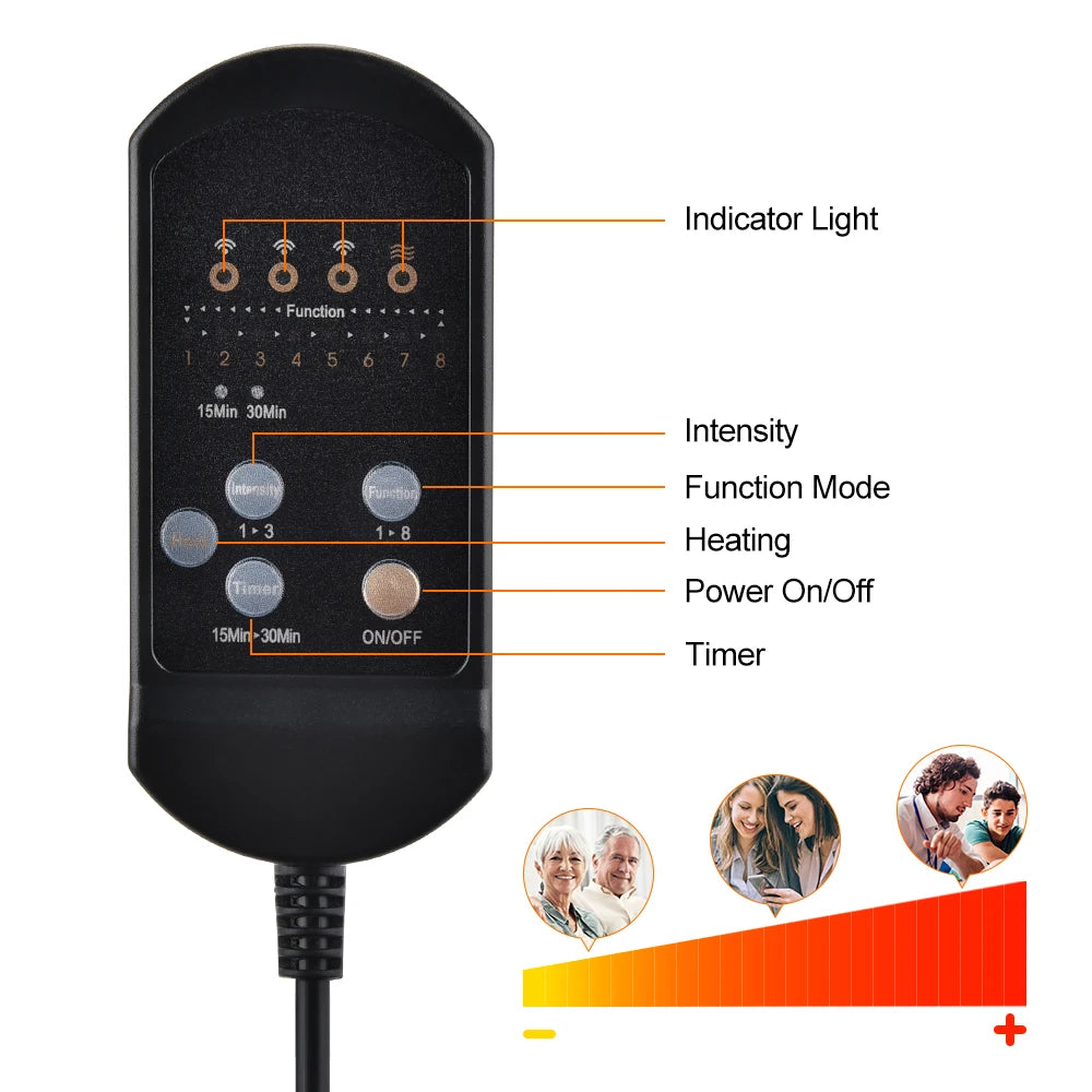 Electric Back Massager Heating Vibrating Full Body Cushion Lumbar Shoulder Pain Relief Car Home Office Muscular Masajadors Pad