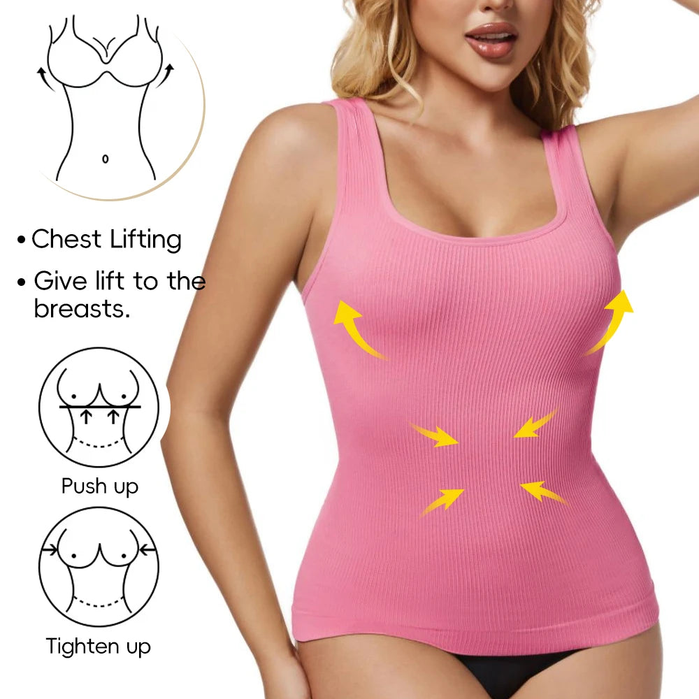 Plus Size Women Tummy Control Shapewear Comfort Devotion Tops Squared Neckline Body Shaper Compression Slimming Shaper New Vest