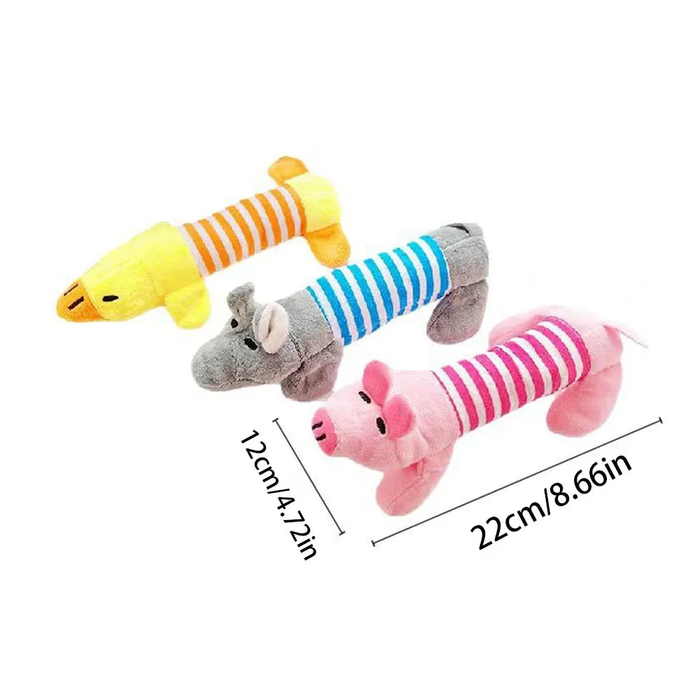 Pet Dogs, Cats, Plush Cartoon Embroidery, Bite Resistant and Stress Relieving, Ducks, Pigs, Elephants, Cute Vocalizations Toys