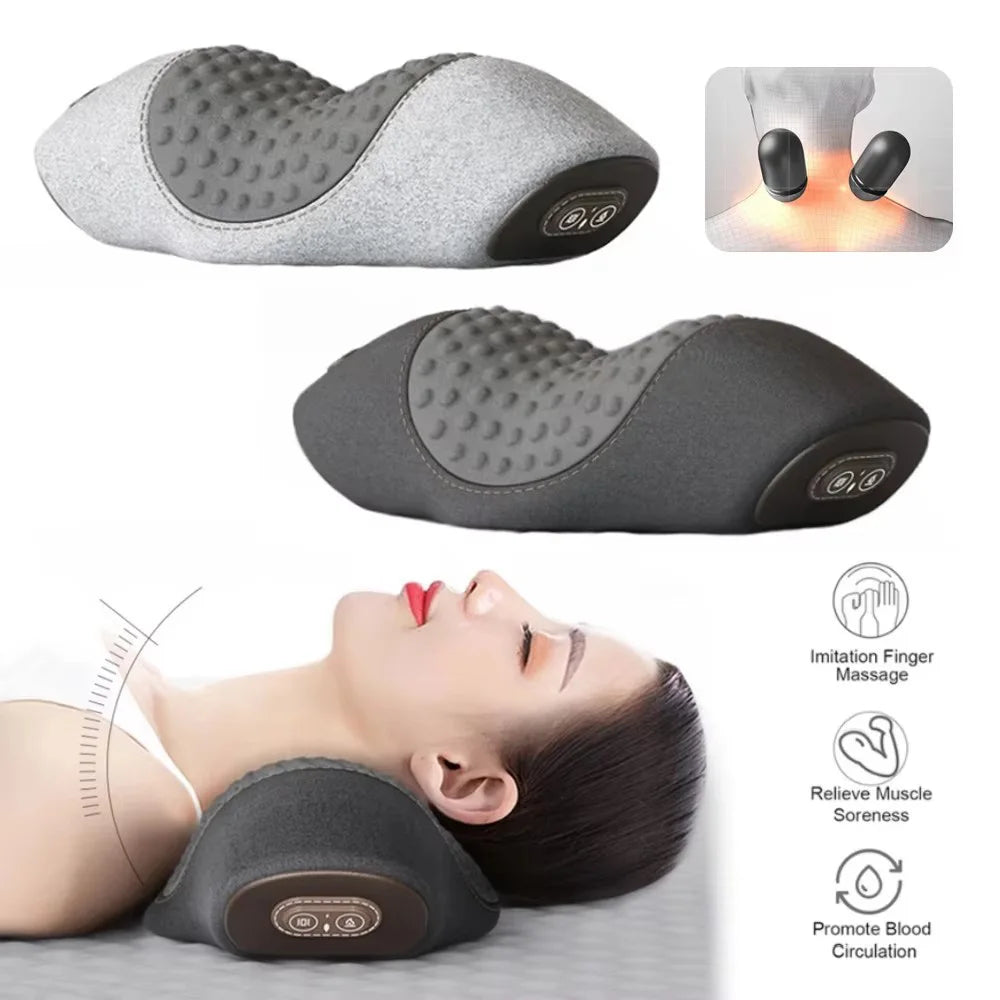 Electric Massage Pillow Heating Vibration Neck Massage Relieves Muscle Tension Protect Cervical Spine Help Solve Sleep Problems