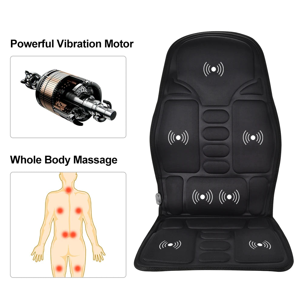 Electric Back Massager Heating Vibrating Full Body Cushion Lumbar Shoulder Pain Relief Car Home Office Muscular Masajadors Pad