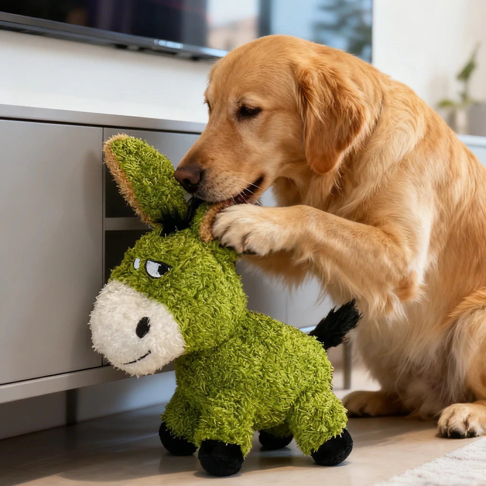 Pet Bite-Resistant Plush Interactive Toy with Sound, Featuring a Quirky Donkey Design, Suitable for Large, Medium, and Small Pets Such as Cats and Dogs, with Double-Layer Fabric and Built-In Airbag