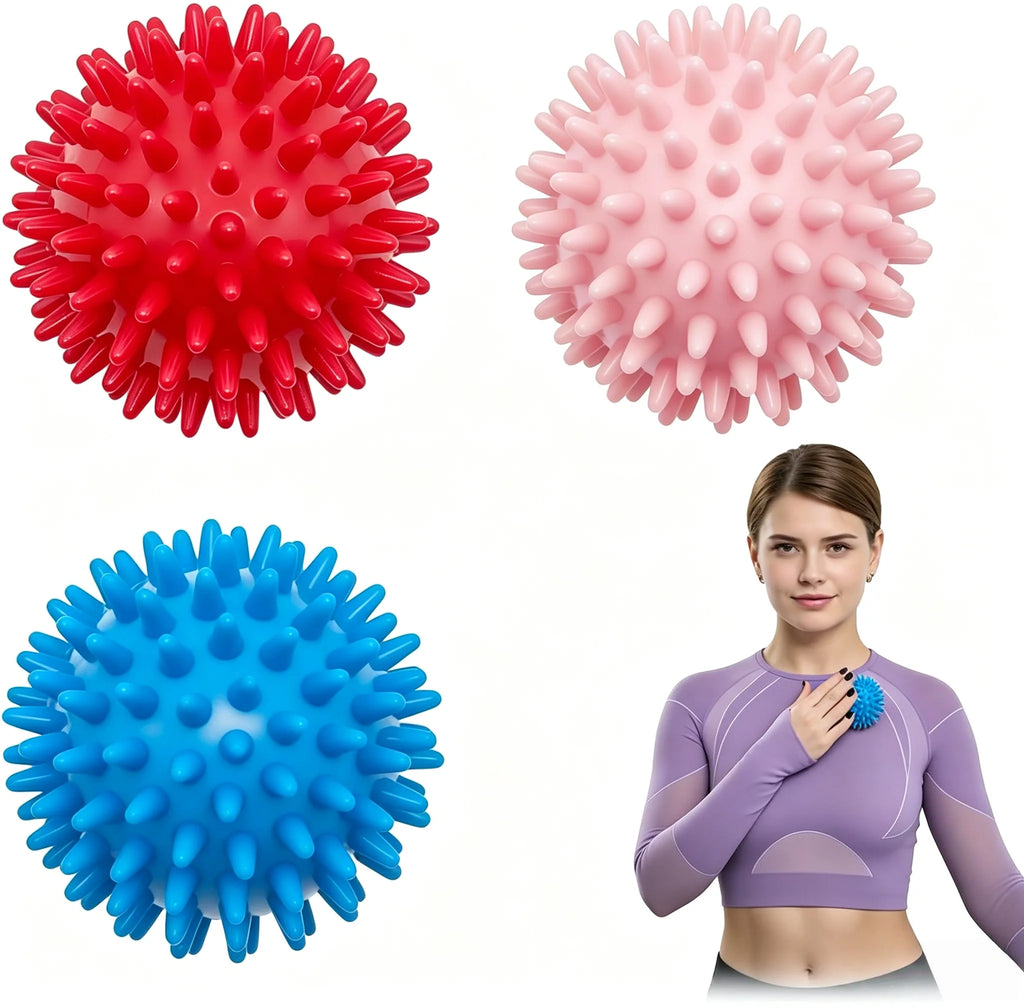 9cm Spiky Massage Ball, Hand Foot Waist Back Relax, Yoga Use, Plantar Fasciitis Relief & Acupoint Massage