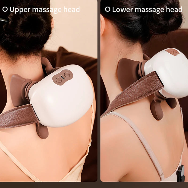 Real person palm massage for cervical spine/trapezius muscle with 3 levels of speed and 2 levels of hot compress