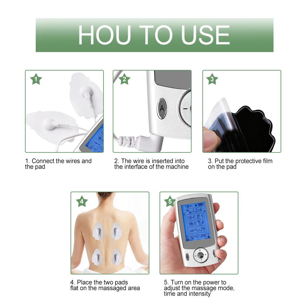 Pulse Acupuncture Massage Machine TENS Massager EMS Muscle Stimulator 10 Modes 20 Intensity Body Relaxation Pain Relief Tool
