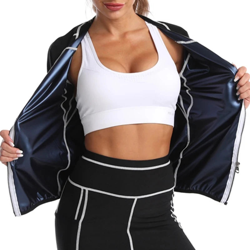 Sauna Suits Women Gym Clothing Sets Fat Burning Shapewear Coats Tops Fitness Sportswear Weight Loss Sweating Sports Leggings
