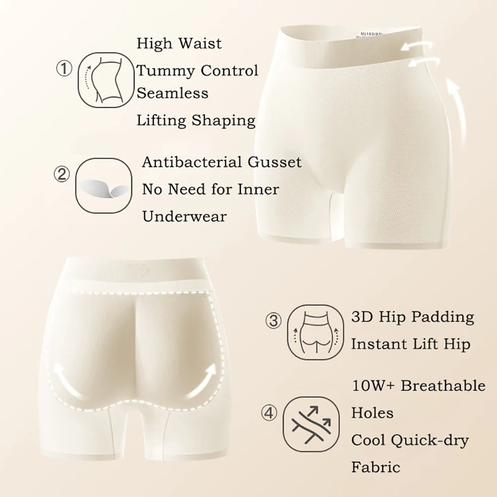 Padded Shapewear For Women High Waist Hip Enhancer Body Shaper Shorts Seamless Underwear Tummy Control Butt Lifter Panties