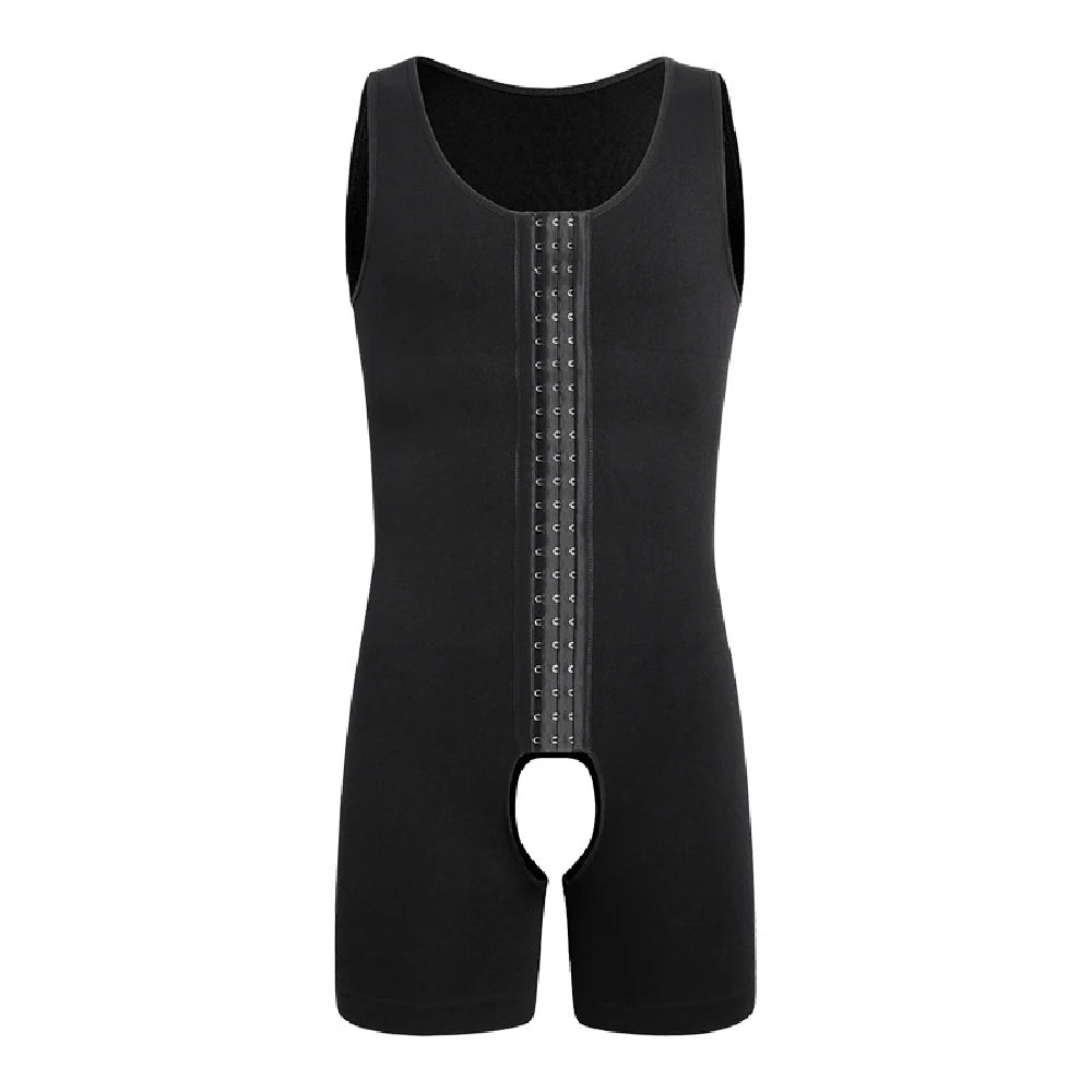 Plus Size Men's Shapewear Bodysuit,Abdomen Control Compression Short,Back Support Slimming Underwear for Post-Surgery Recovery
