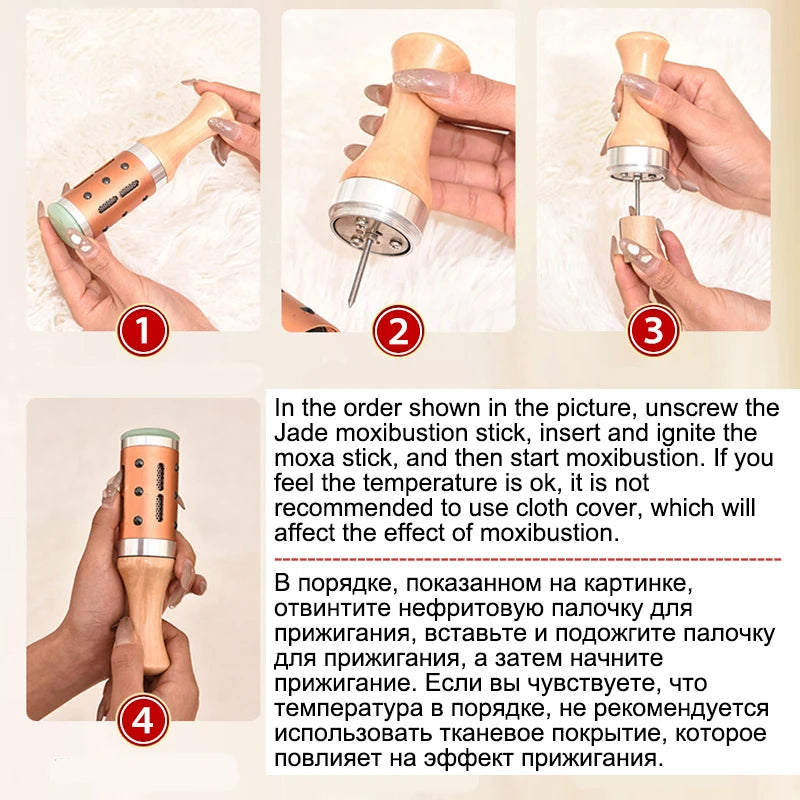 Body Warm Massage Therapy Mildness Jade Facial Massager Moxibustion Beauty Method Rotatable Magnetic Stone Relax Muscles
