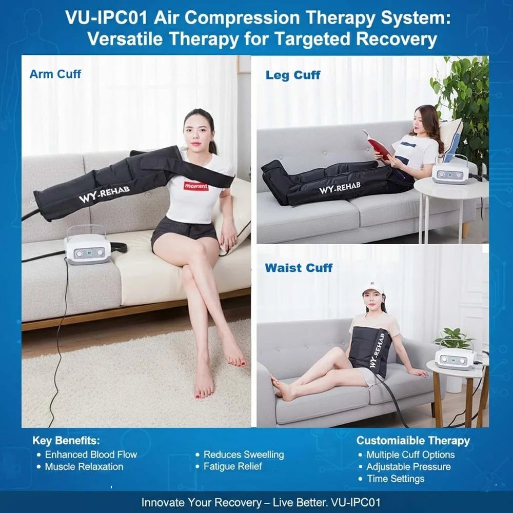 Pressotherapy Massage Device Pneumatic Compression Boots Recovery 4 Chambers Air Pressure Leg Massager For Muscle Pain Relief