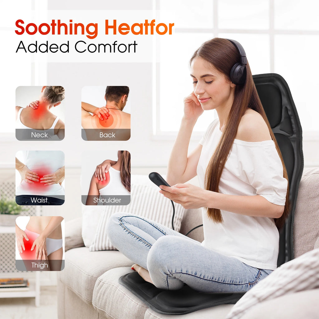 Electric Back Massager Heating Vibrating Full Body Cushion Lumbar Shoulder Pain Relief Car Home Office Muscular Masajadors Pad