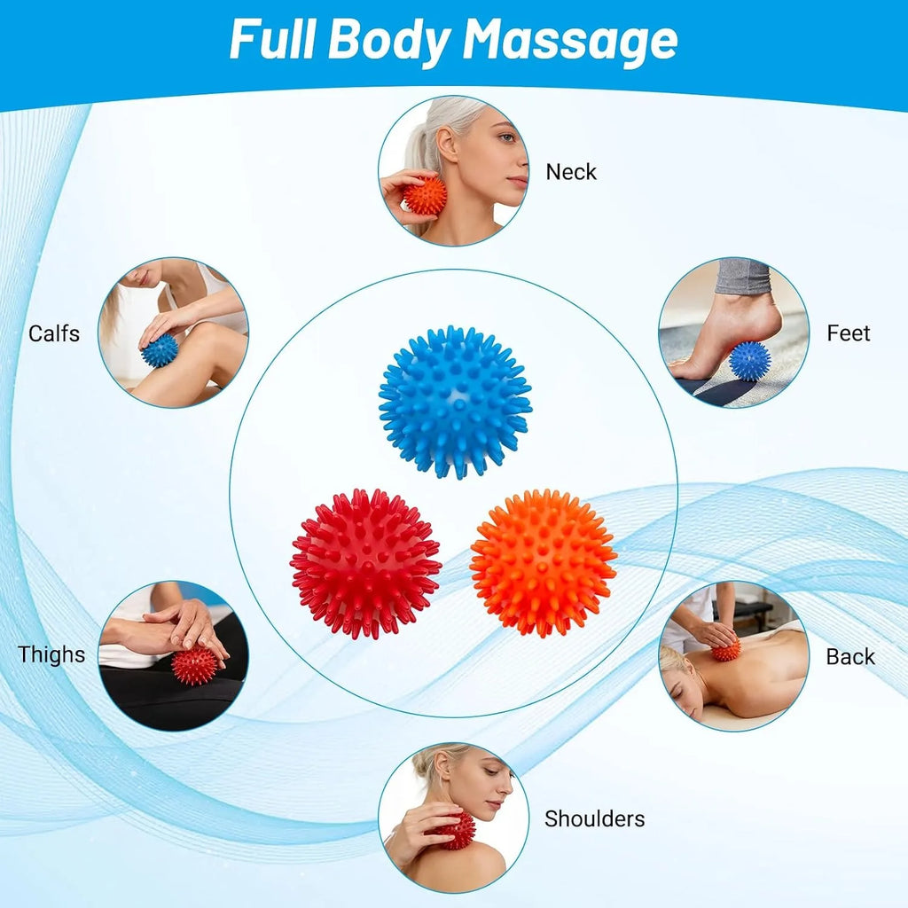 9cm Spiky Massage Ball, Hand Foot Waist Back Relax, Yoga Use, Plantar Fasciitis Relief & Acupoint Massage
