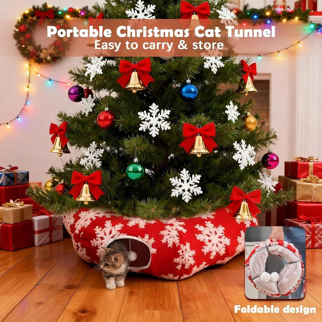 2025 Winter Christmas Cat Tunnel Bed Cat Nest Soft Kitten Donut Tunnel For Living Room Balcony Enrichment Home Bedroom Exercise