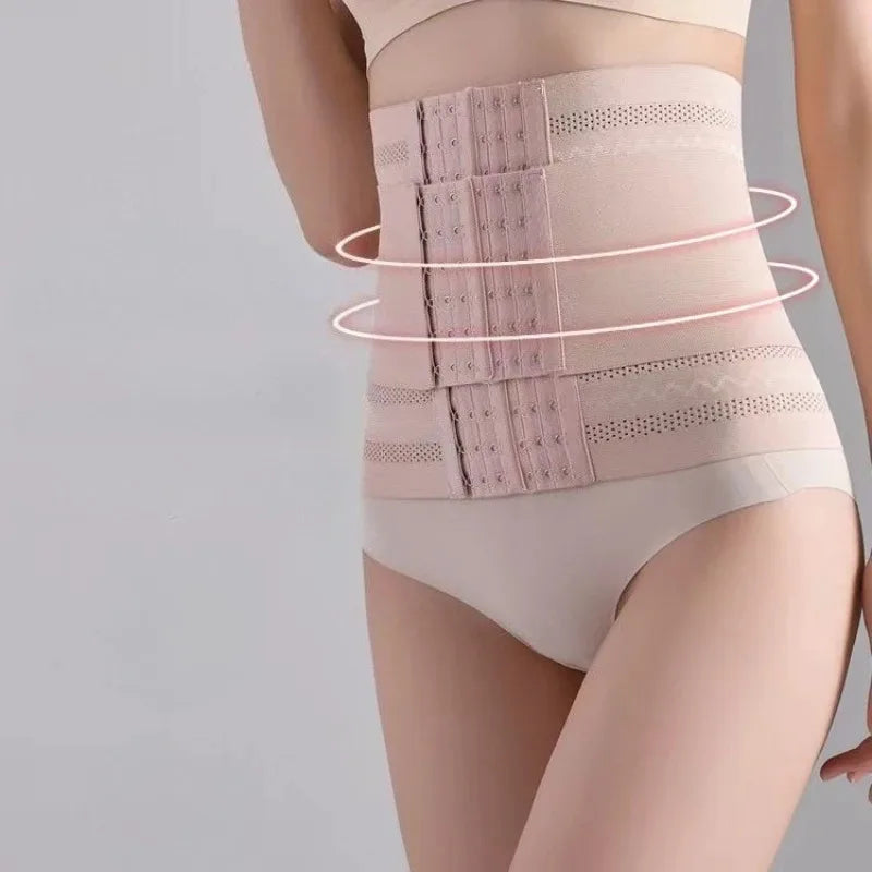 Shapewear Women Corset Belts Double Layer Waist Trainer Belly Shaper, 6-Row Hook Girdle Cincher, Tummy Shapewear Postpartum Flat