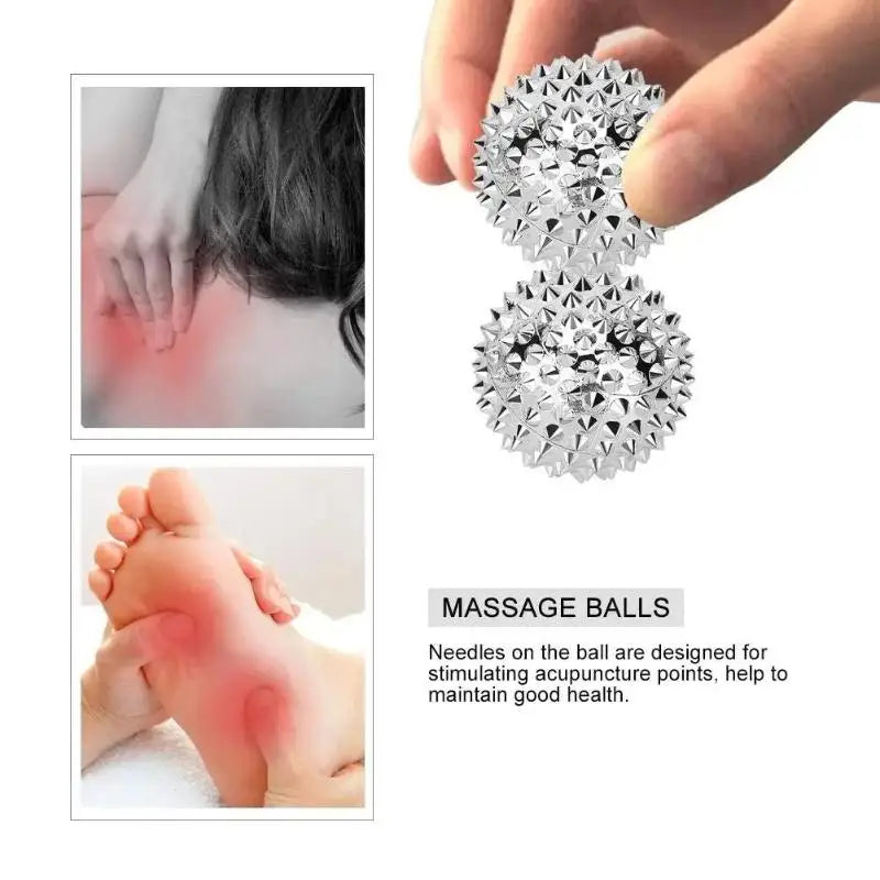 1 Pair Yoga Fitness Spiky Massage Balls - Durable Trigger Point Tool for Hand/Foot Pain Relief, Magnetic Therapy