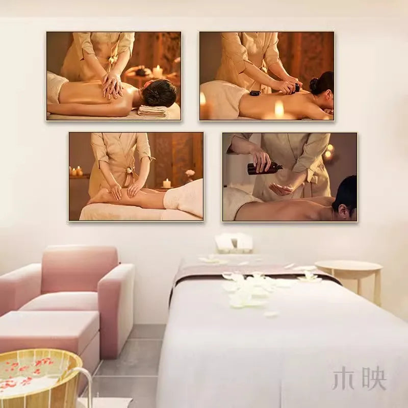 Thai Massage Parlor SPA Health Center Background Picture Moxibustion Foot Bath Shop Posters Canvas Wall Art Home Decor Paintings